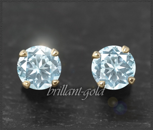 Ohrstecker 585 Gold Aquamarin hellblau 4,5,6,7mm